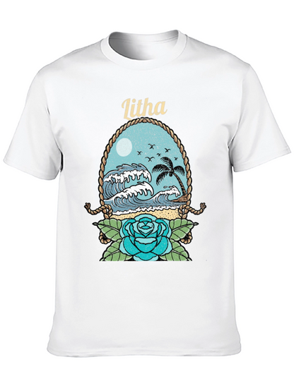 Camiseta Negra con Diseño de Playa Litha