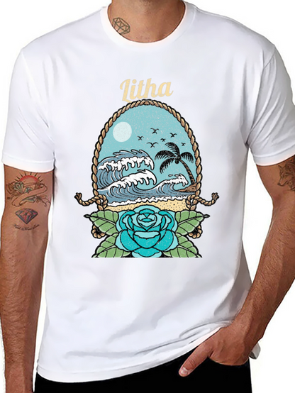 Camiseta Negra con Diseño de Playa Litha