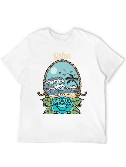 Camiseta Negra con Diseño de Playa Litha