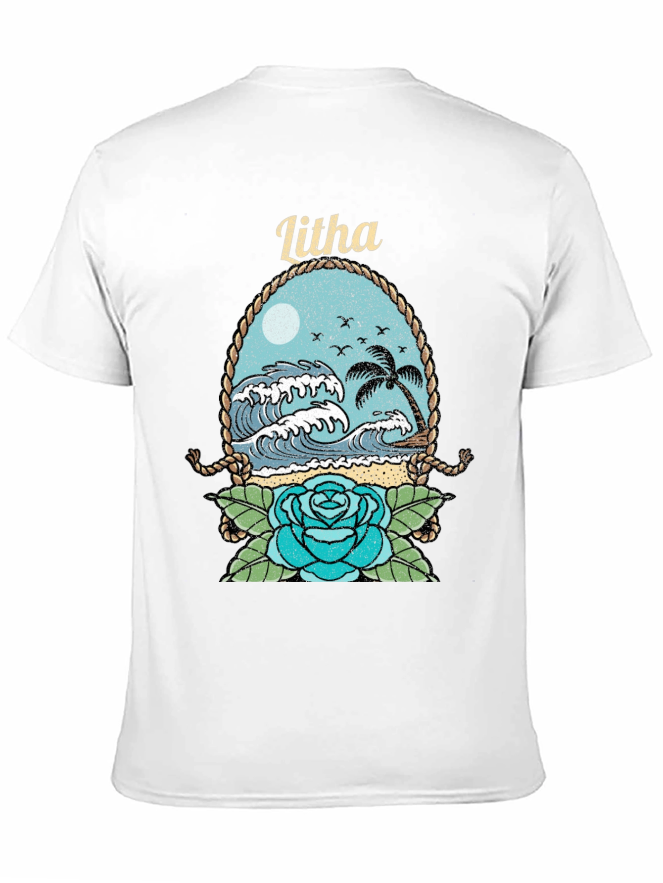 Camiseta Negra con Diseño de Playa Litha