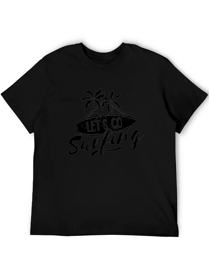 Camiseta Negra Lets Go Surfing para Hombre