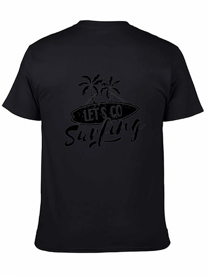 Camiseta Negra Lets Go Surfing para Hombre