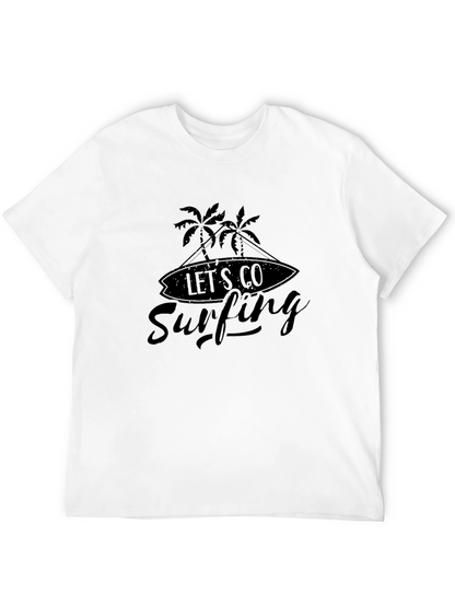 Camiseta Negra Lets Go Surfing para Hombre