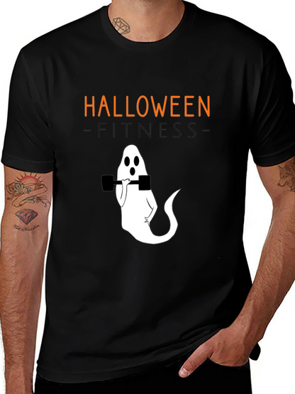 Camiseta Halloween Fitness Fantasma con Mancuernas
