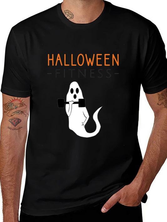 Camiseta Halloween Fitness Fantasma con Mancuernas