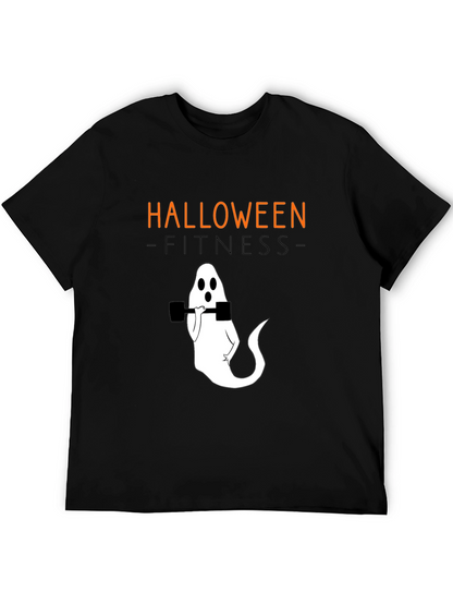 Camiseta Halloween Fitness Fantasma con Mancuernas