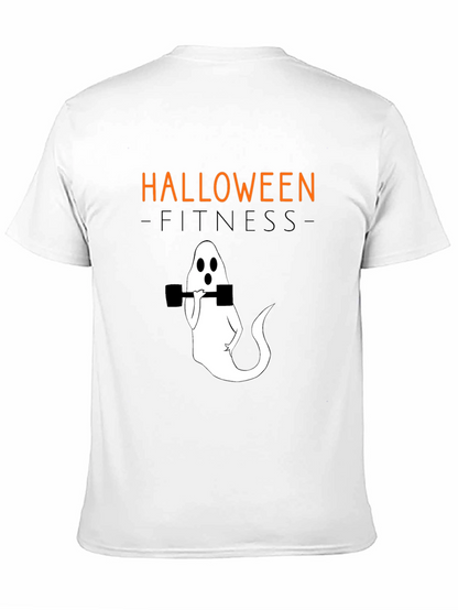 Camiseta Halloween Fitness Fantasma con Mancuernas