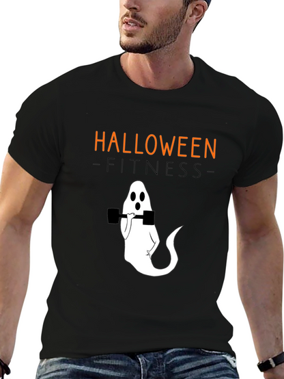 Camiseta Halloween Fitness Fantasma con Mancuernas