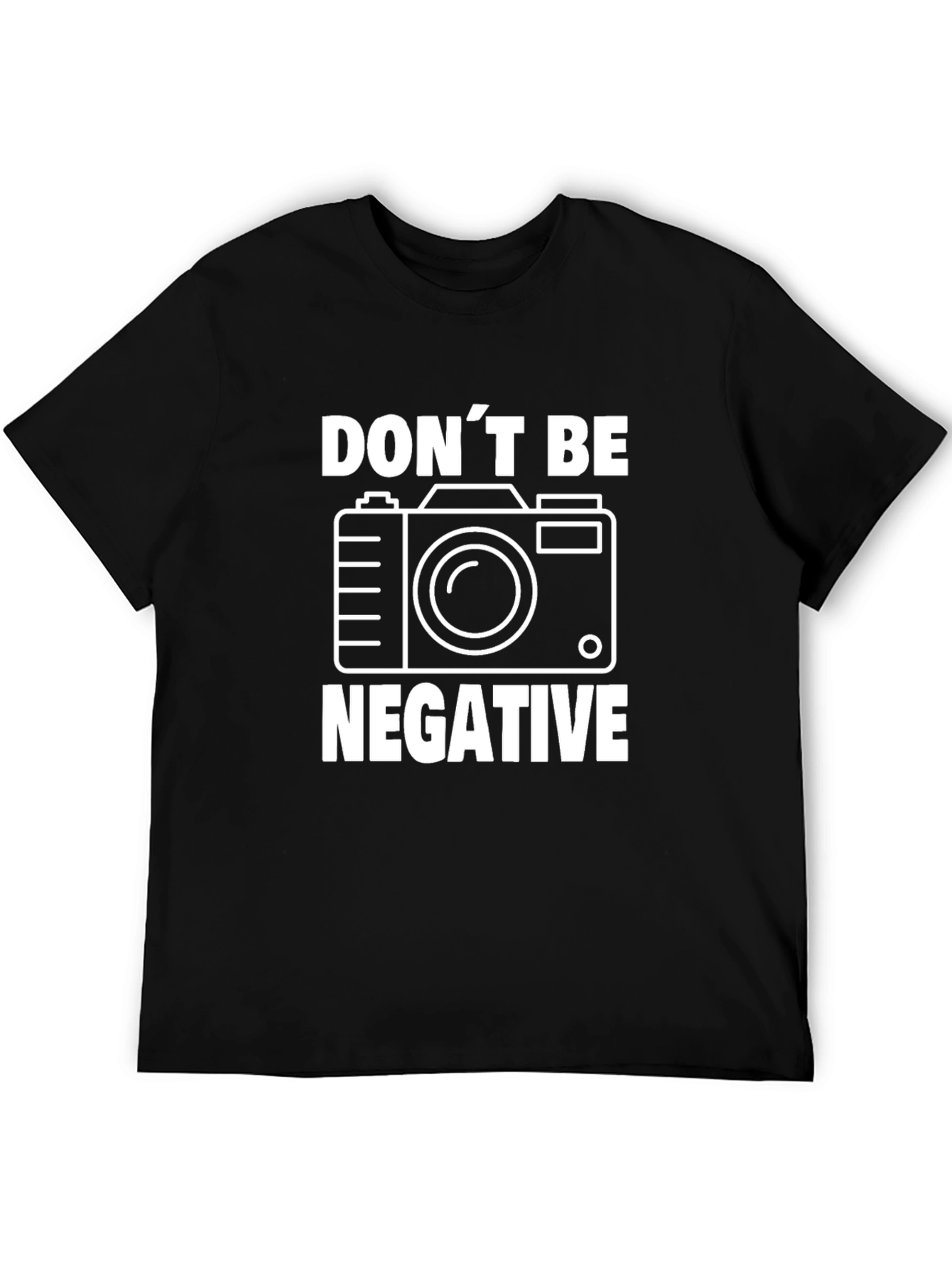 Camiseta Negra con Diseño de Cámara Dont Be Negative