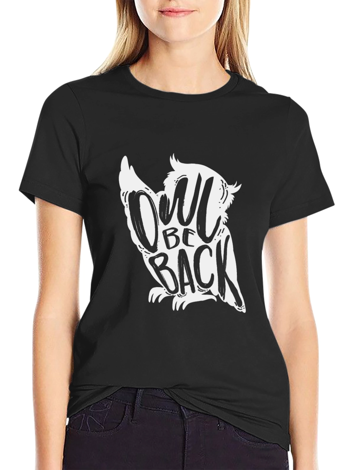 Camiseta Negra con Diseño Owl Be Back