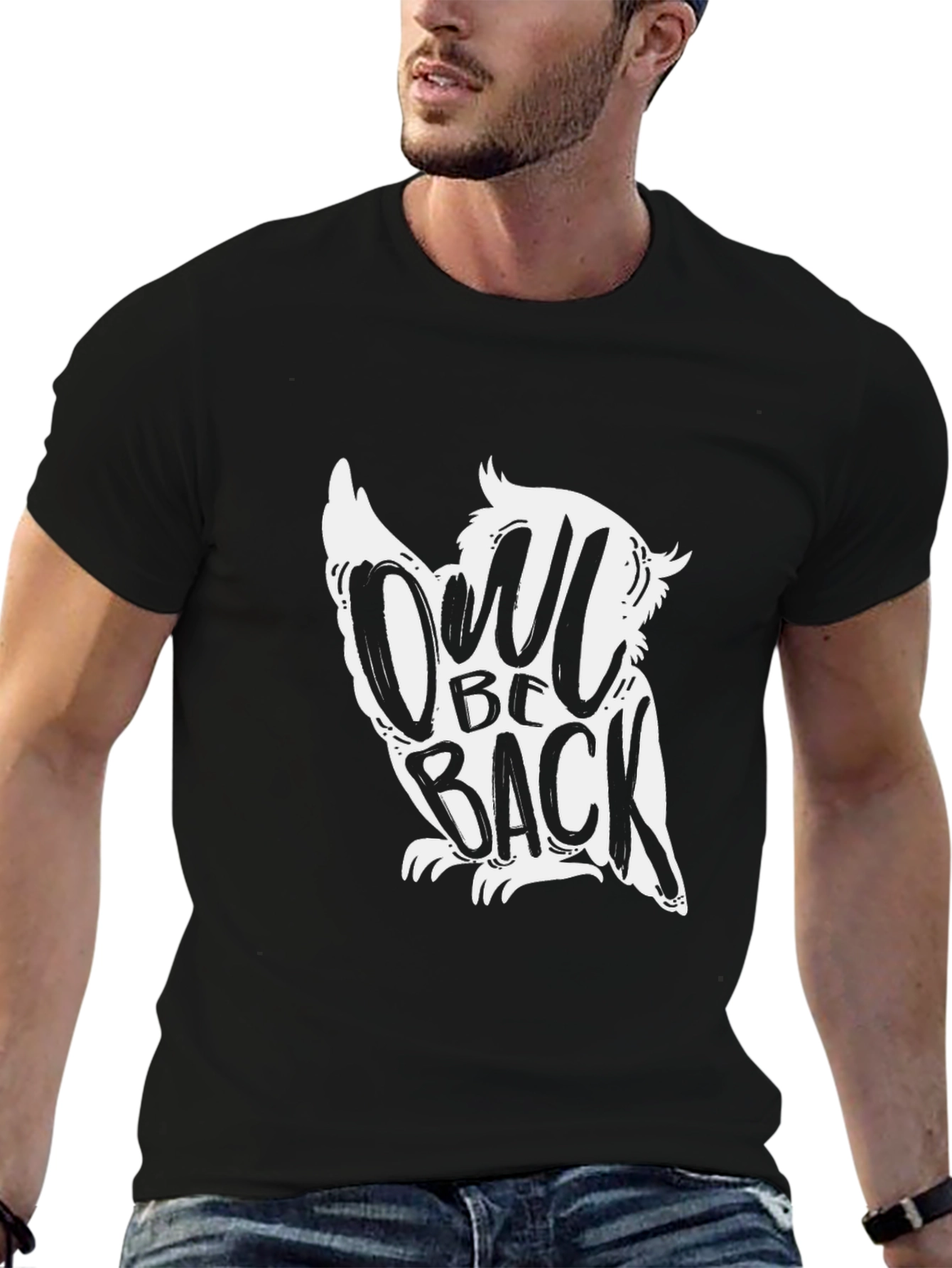 Camiseta Negra con Diseño Owl Be Back