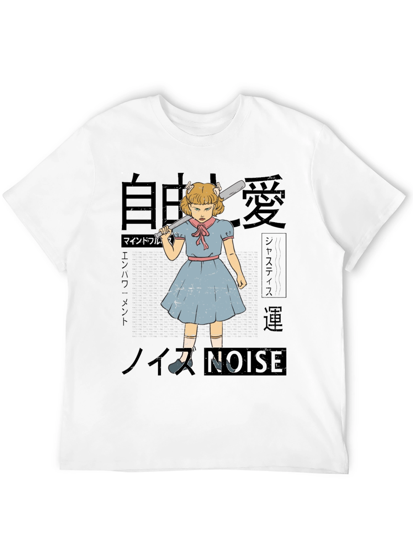 Camiseta Negra con Estampado Artístico de Chica Anime