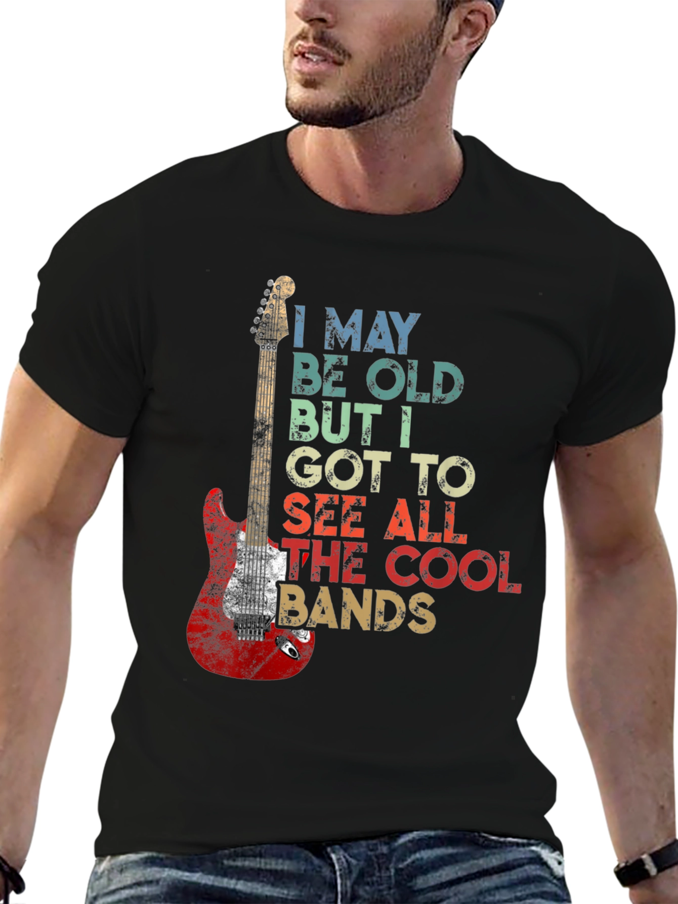 Camiseta Negra Guitarra Rock I May Be Old