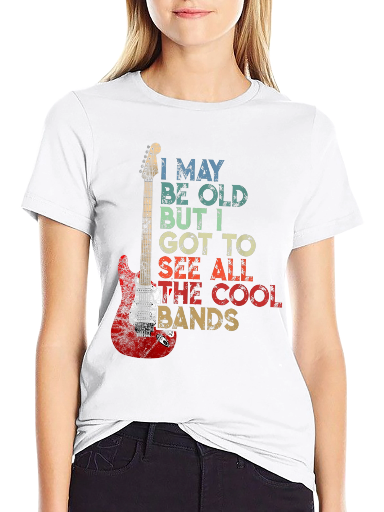 Camiseta Negra Guitarra Rock I May Be Old