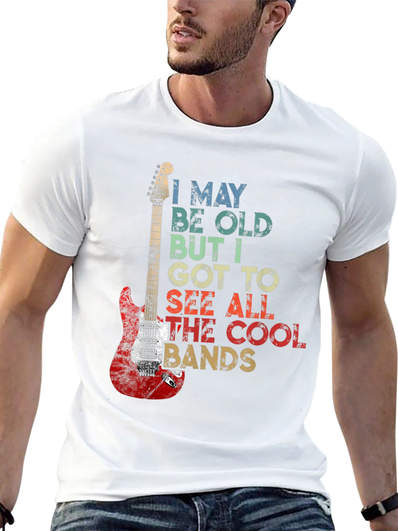 Camiseta Negra Guitarra Rock I May Be Old