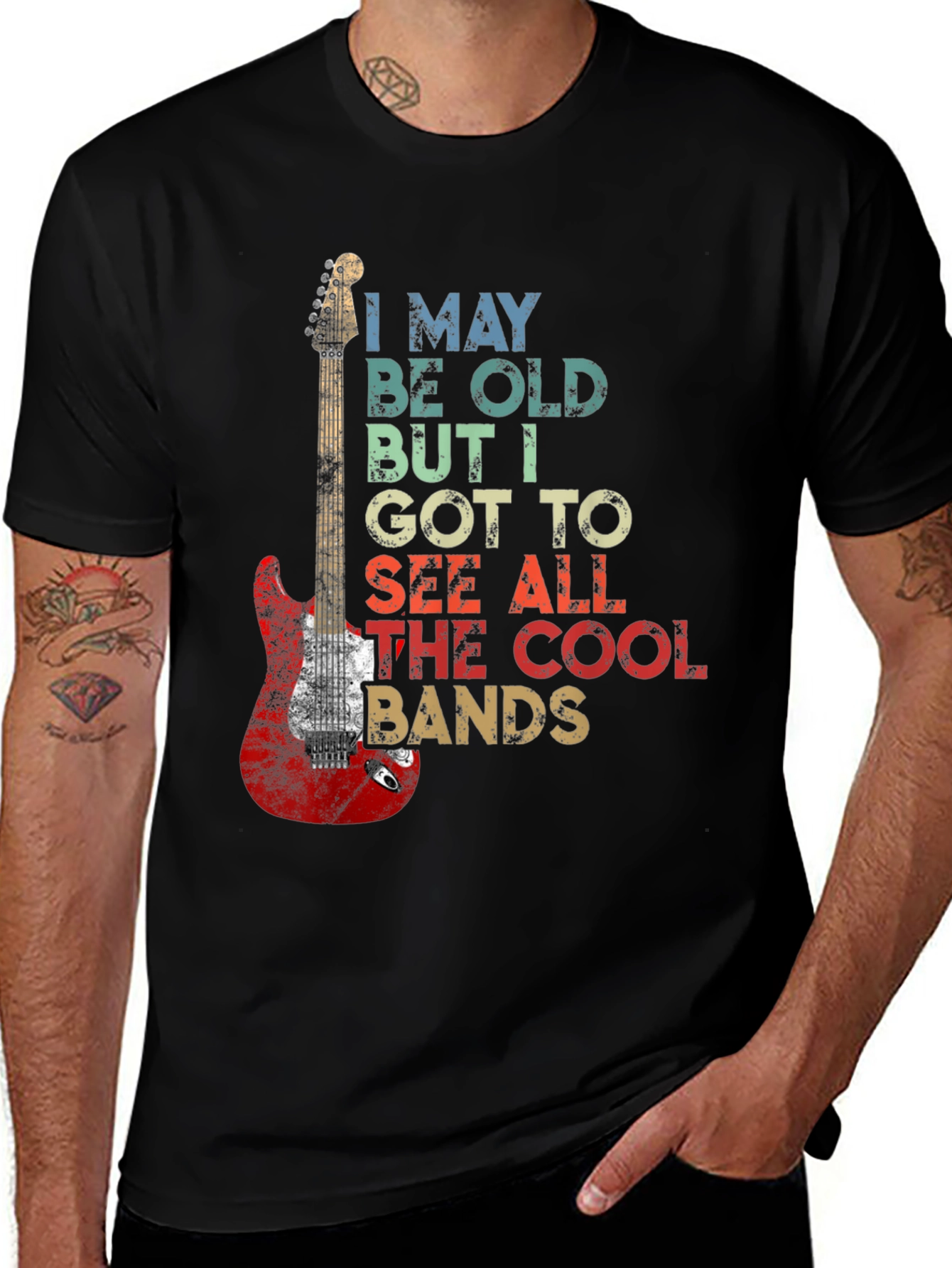 Camiseta Negra Guitarra Rock I May Be Old