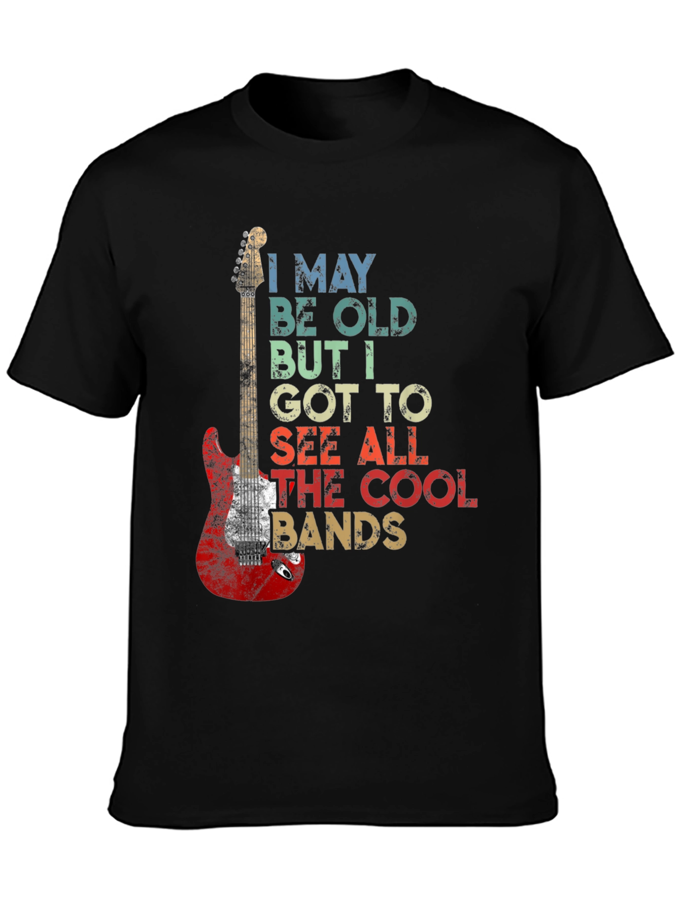Camiseta Negra Guitarra Rock I May Be Old