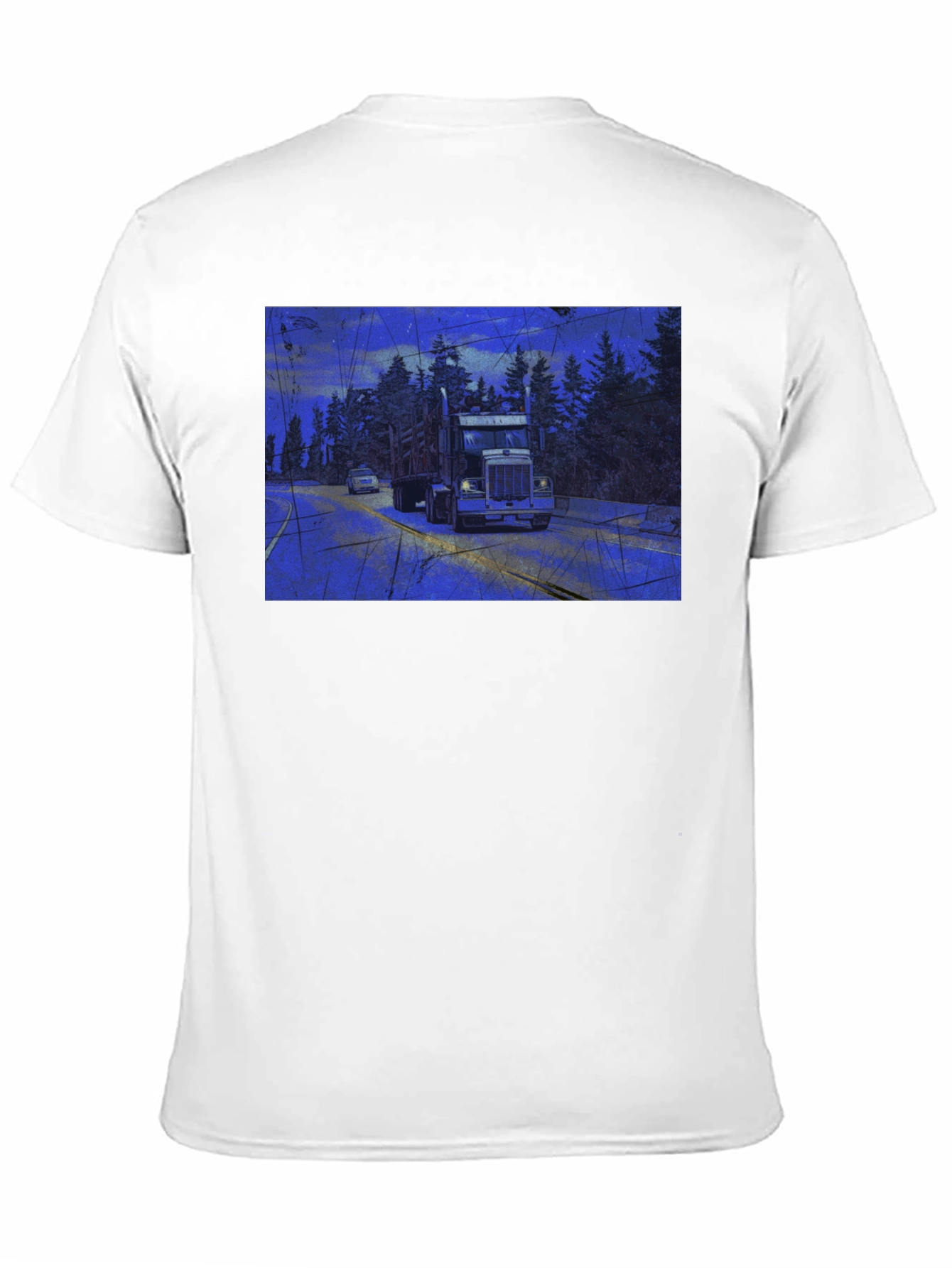 Camiseta Negra con Diseño de Camión en la Carretera