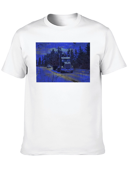 Camiseta Negra con Diseño de Camión en la Carretera