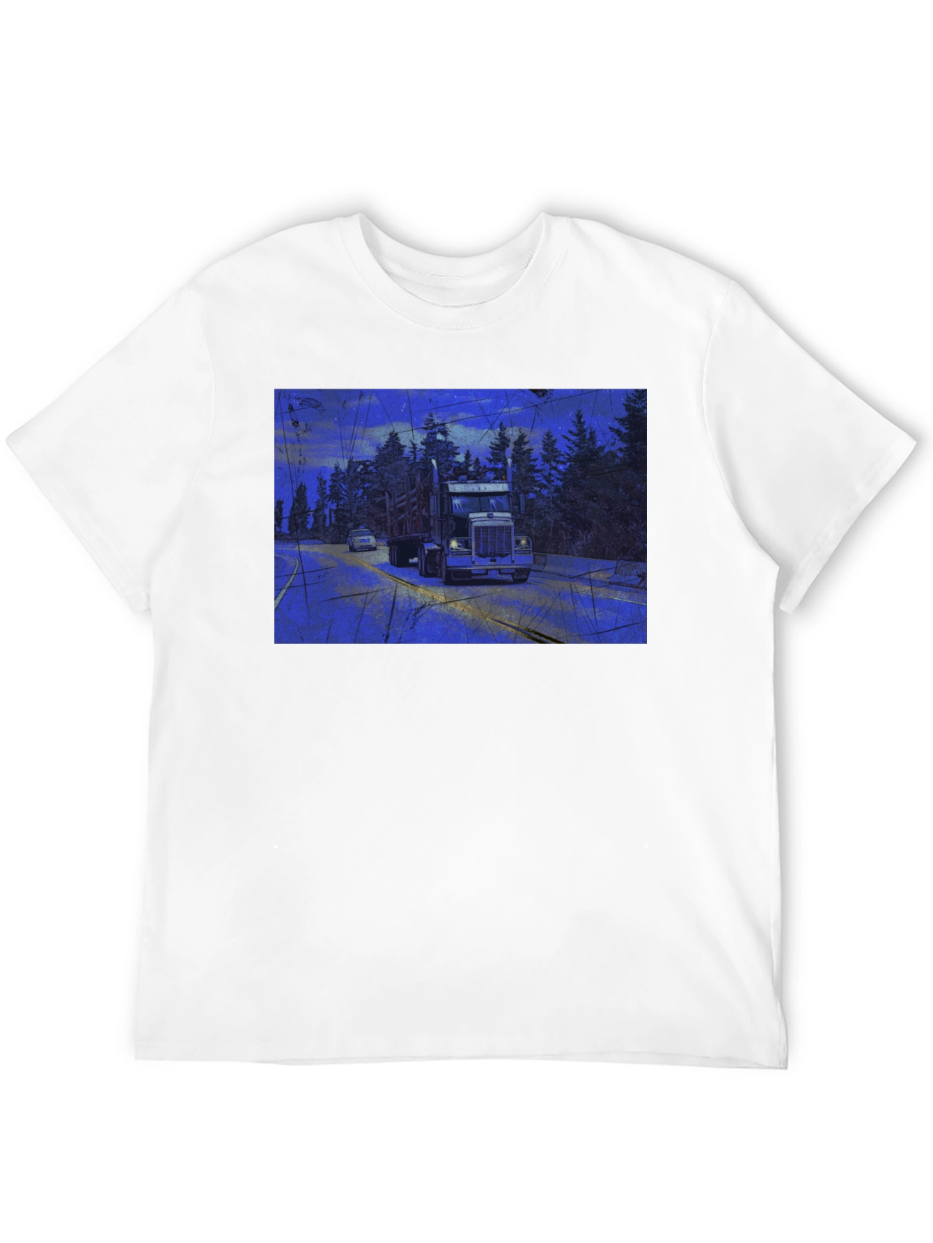 Camiseta Negra con Diseño de Camión en la Carretera