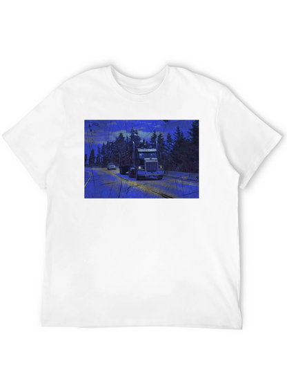 Camiseta Negra con Diseño de Camión en la Carretera