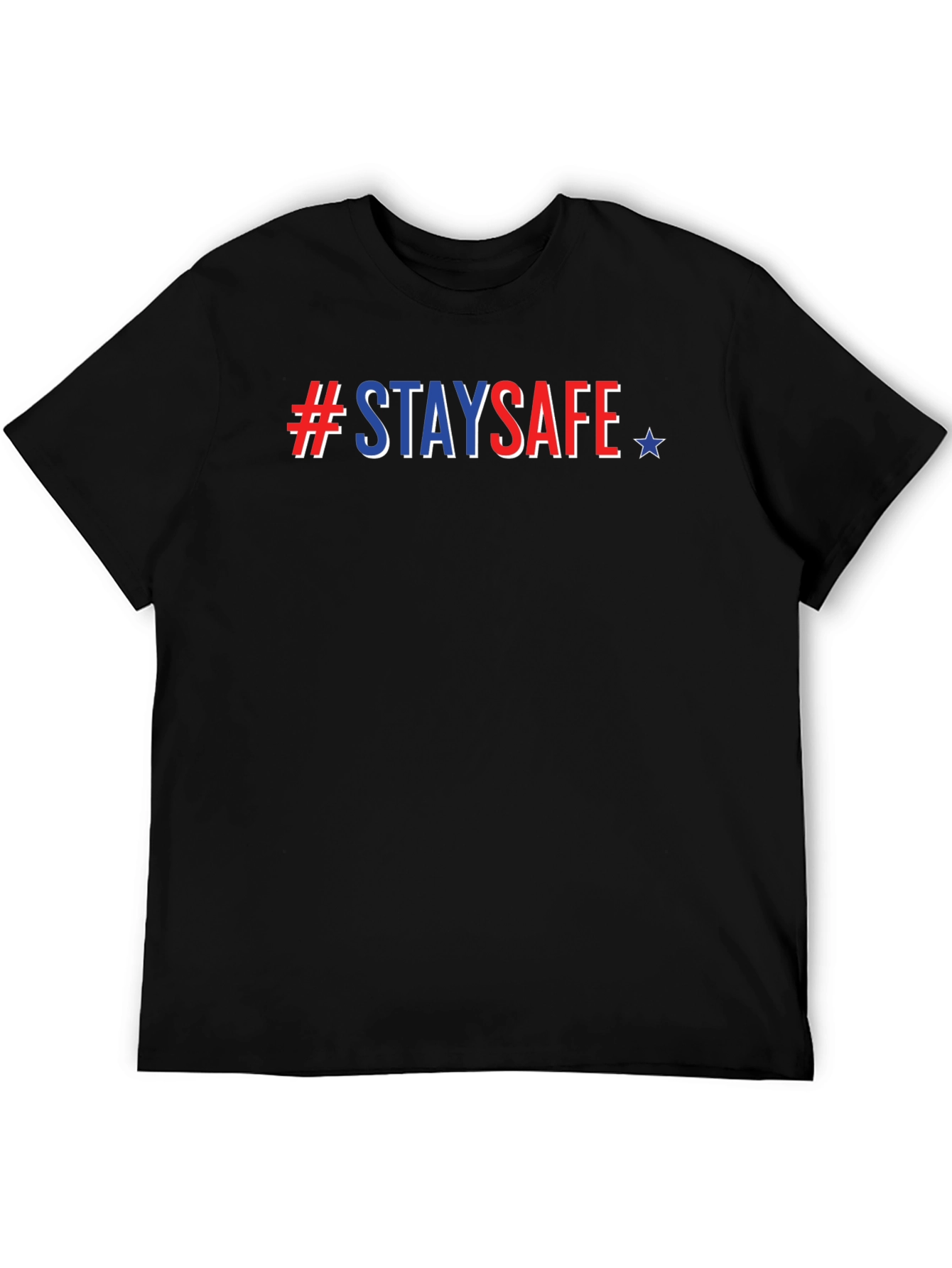 Camiseta Negra #StaySafe con Estilo Americano