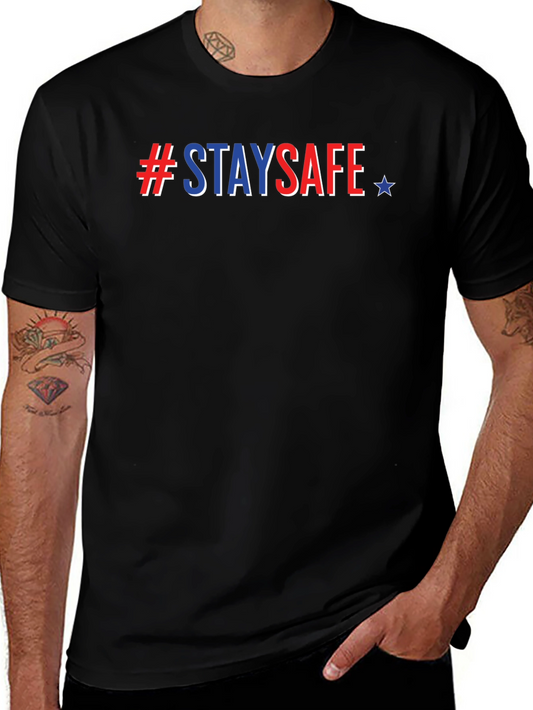 Camiseta Negra #StaySafe con Estilo Americano