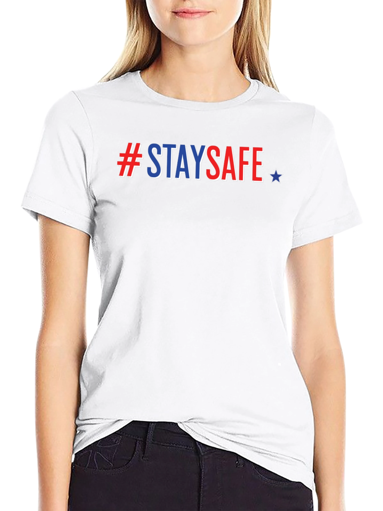 Camiseta Negra #StaySafe con Estilo Americano