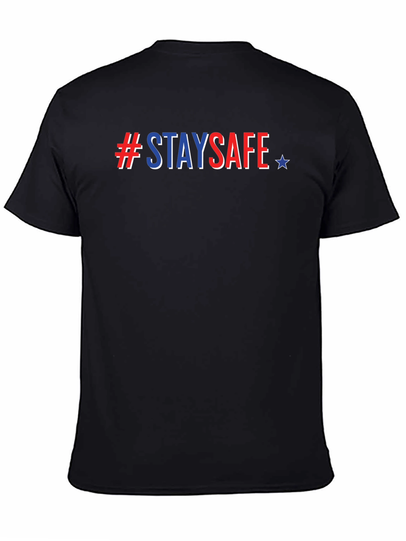 Camiseta Negra #StaySafe con Estilo Americano