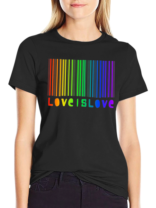 Camiseta Negra Love is Love con Código de Barras LGBT