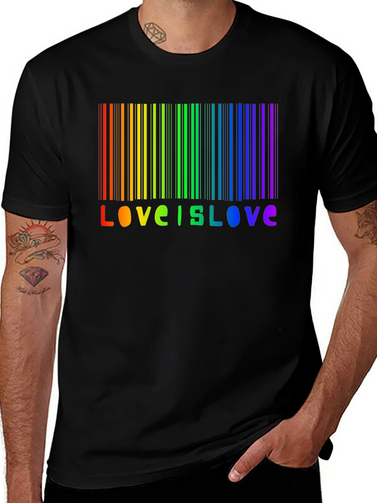 Camiseta Negra Love is Love con Código de Barras LGBT