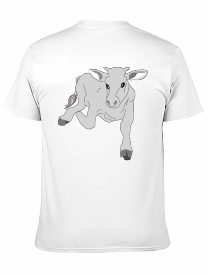 Camiseta Negra con Diseño de Ternero Gris