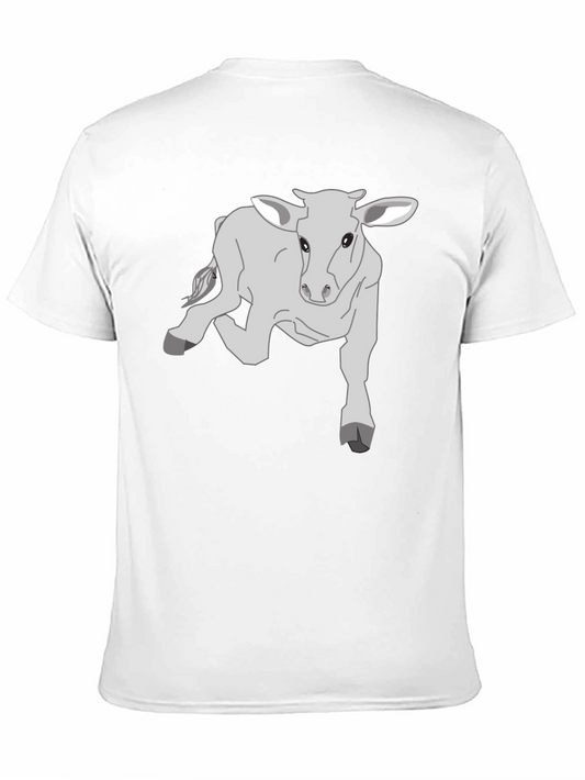 Camiseta Negra con Diseño de Ternero Gris