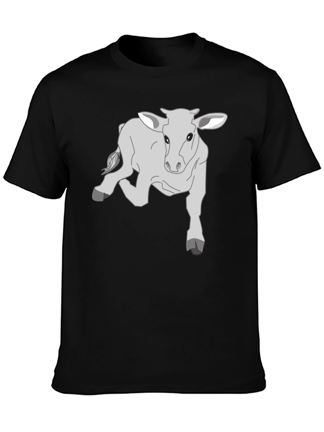 Camiseta Negra con Diseño de Ternero Gris