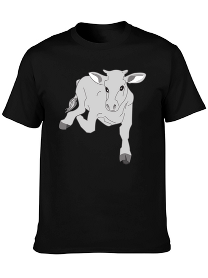 Camiseta Negra con Diseño de Ternero Gris