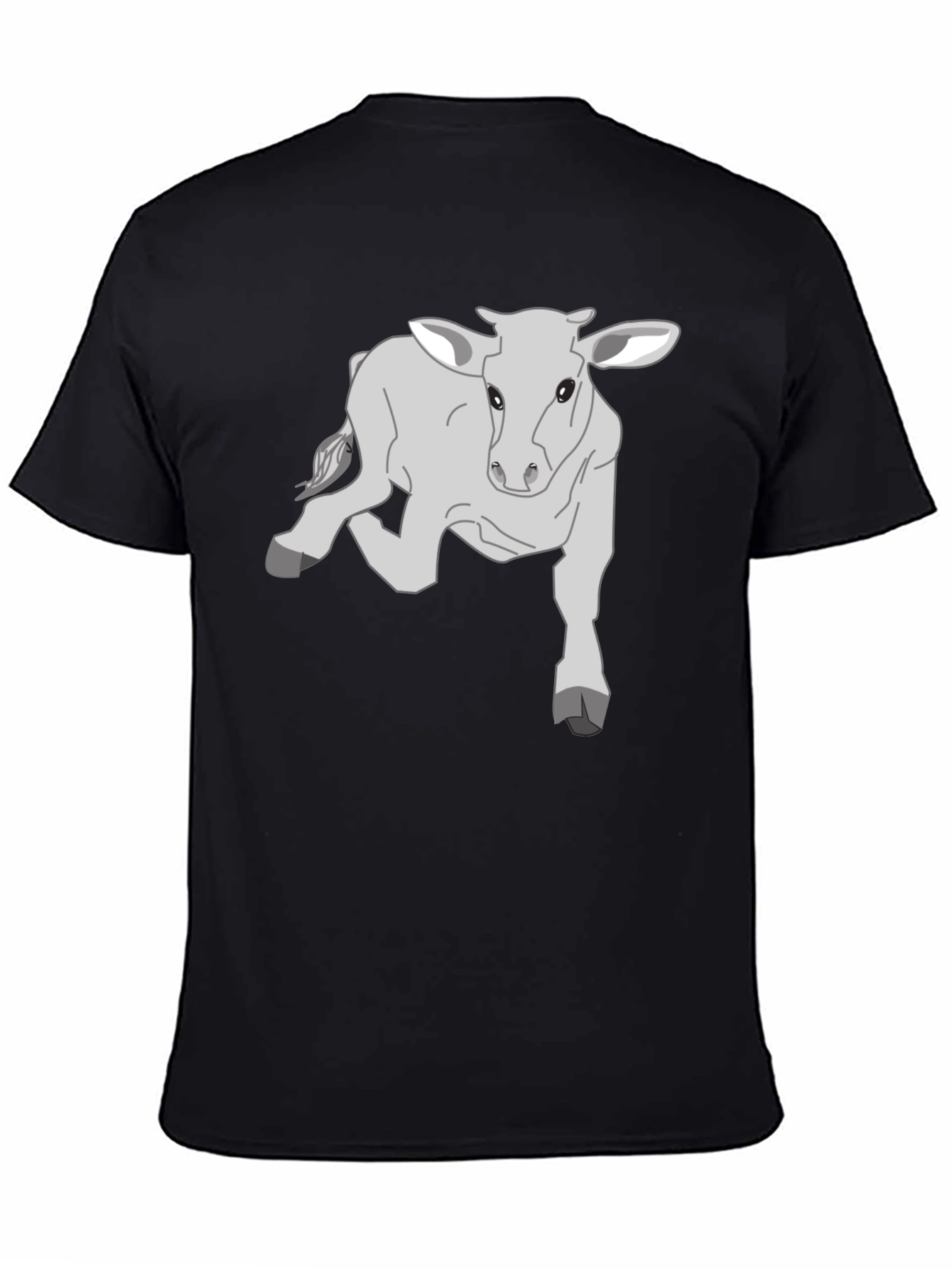 Camiseta Negra con Diseño de Ternero Gris