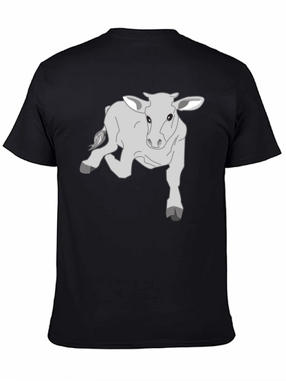 Camiseta Negra con Diseño de Ternero Gris