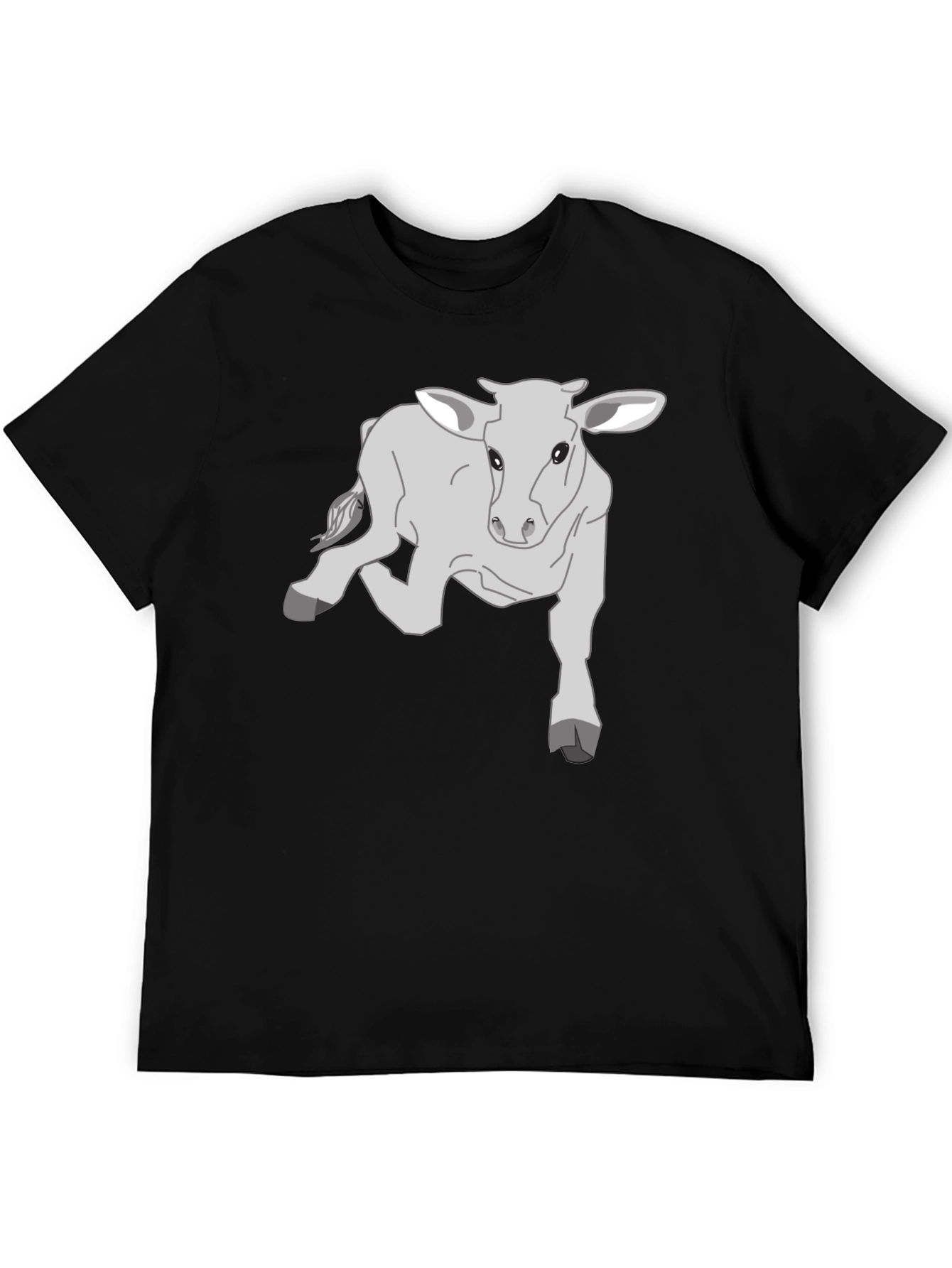 Camiseta Negra con Diseño de Ternero Gris
