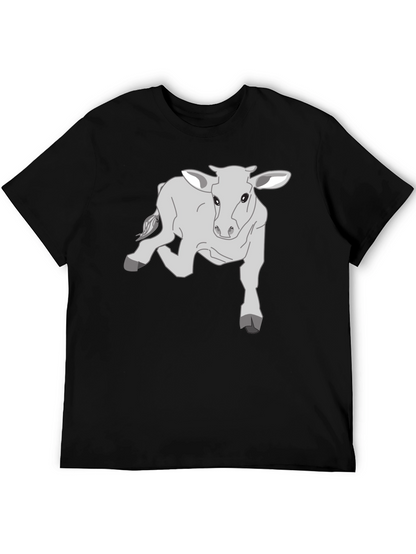 Camiseta Negra con Diseño de Ternero Gris