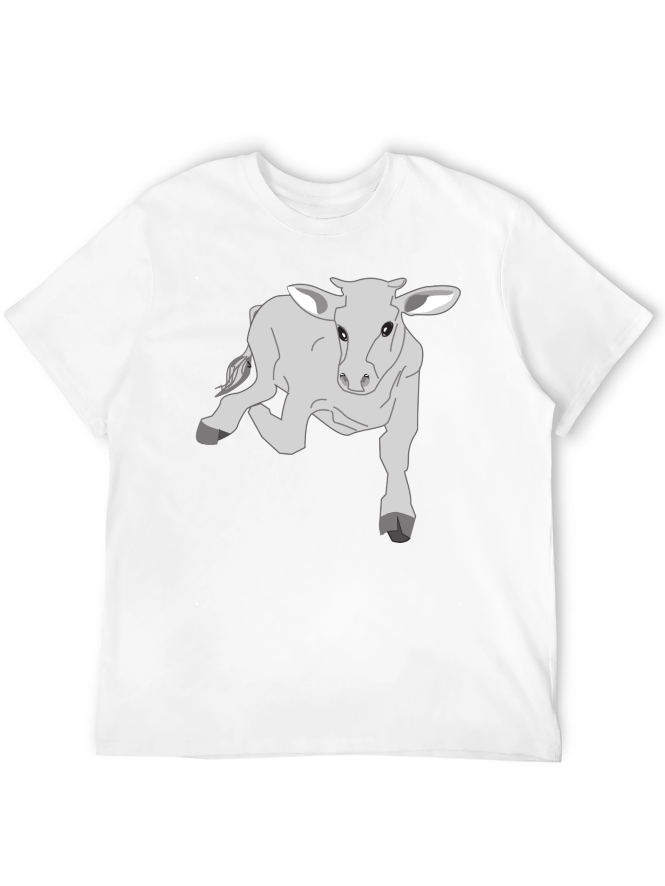 Camiseta Negra con Diseño de Ternero Gris