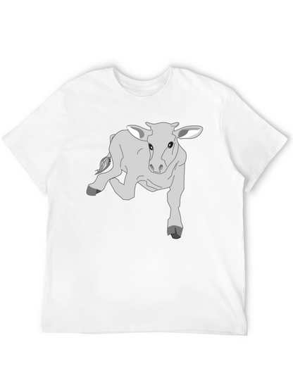 Camiseta Negra con Diseño de Ternero Gris