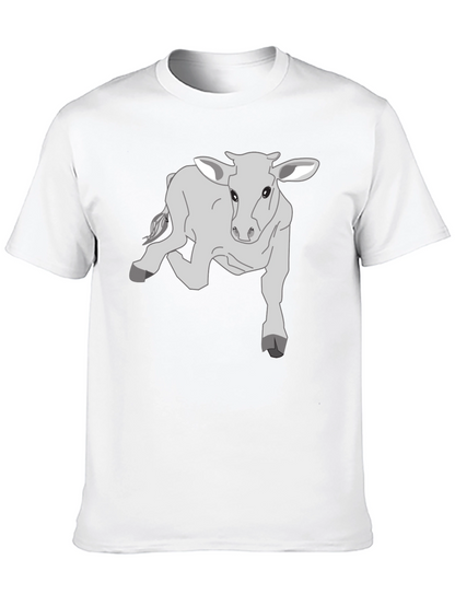 Camiseta Negra con Diseño de Ternero Gris