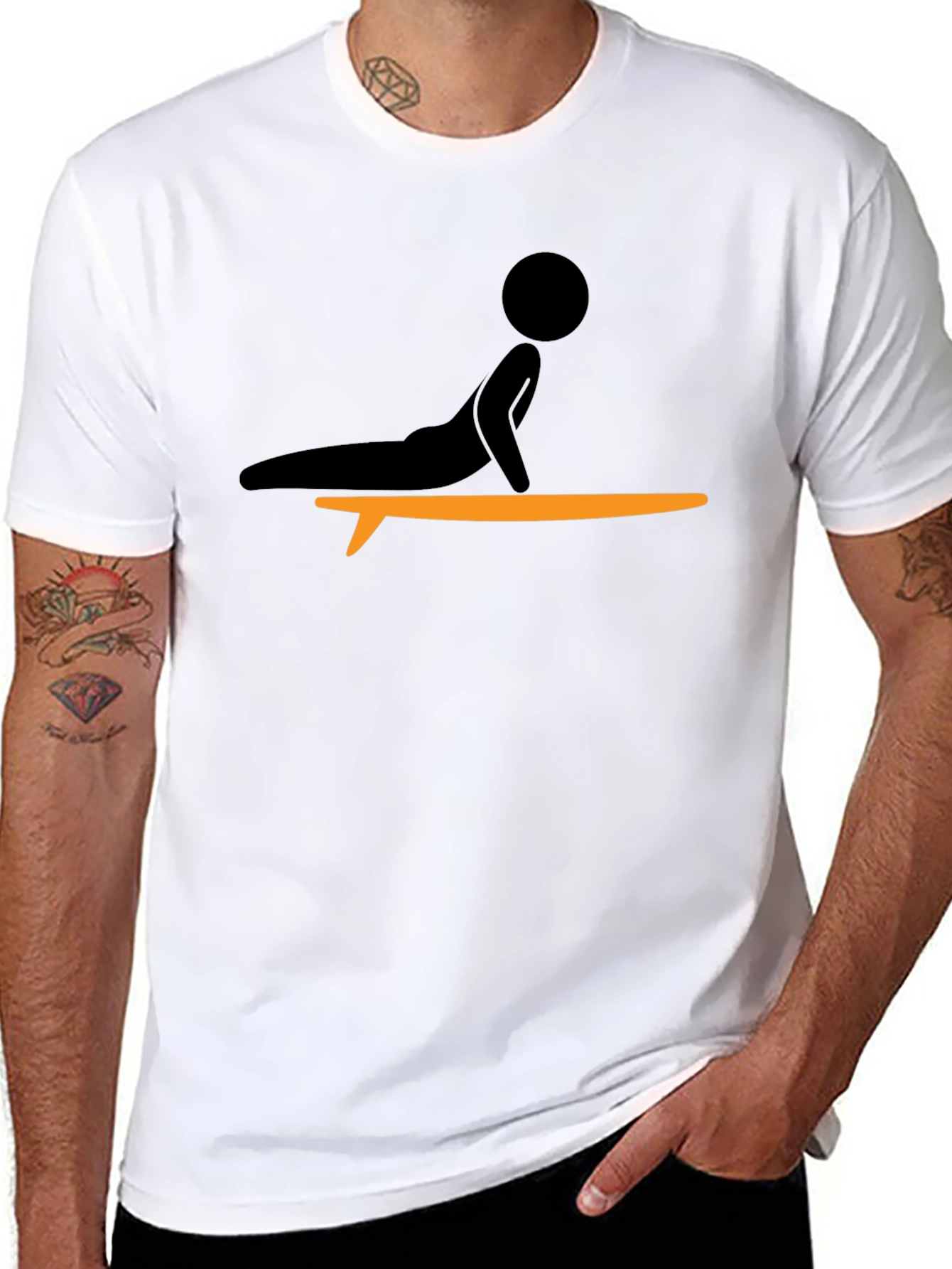 Camiseta Negra con Diseño de Surf Yoga