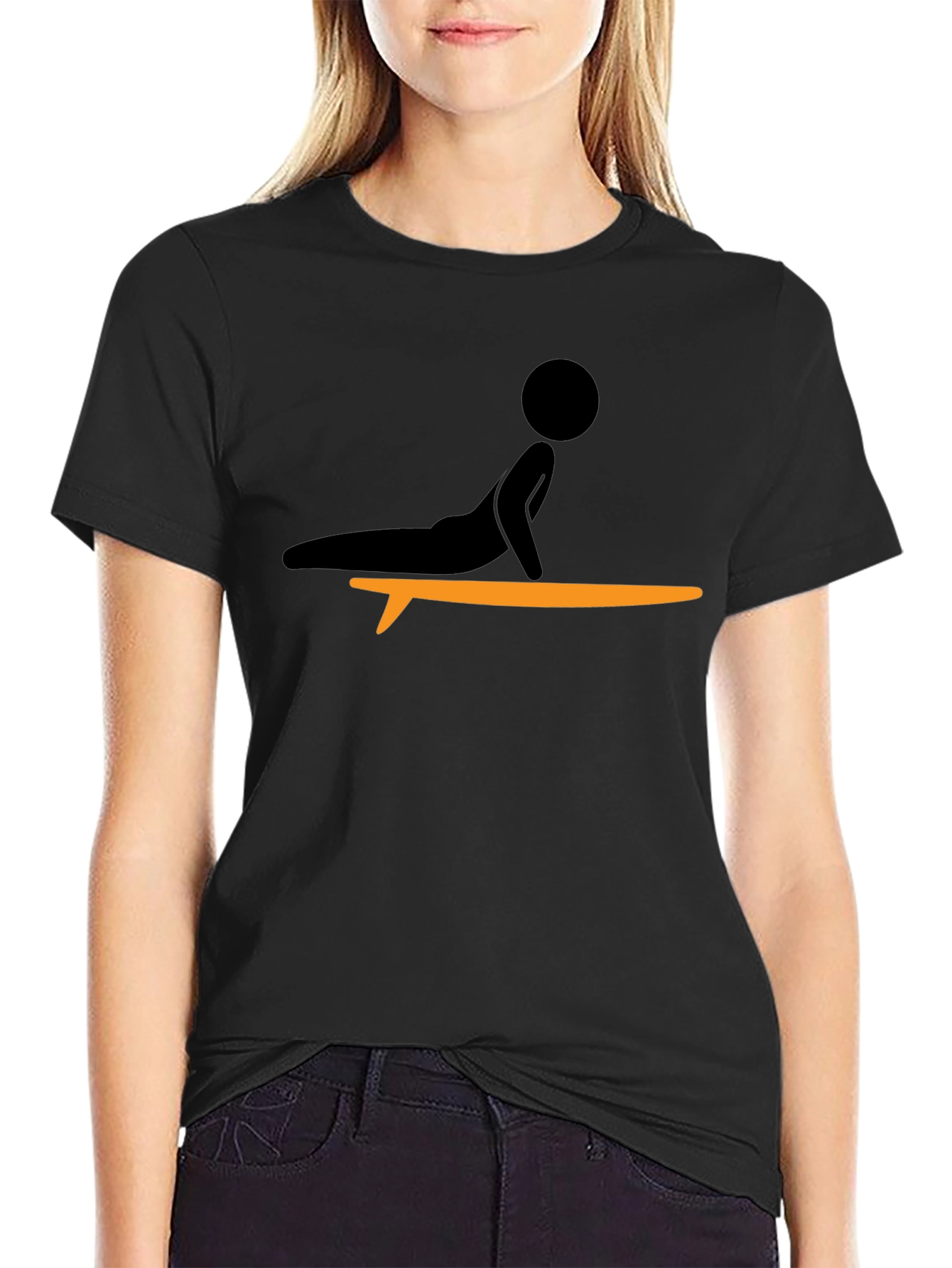 Camiseta Negra con Diseño de Surf Yoga