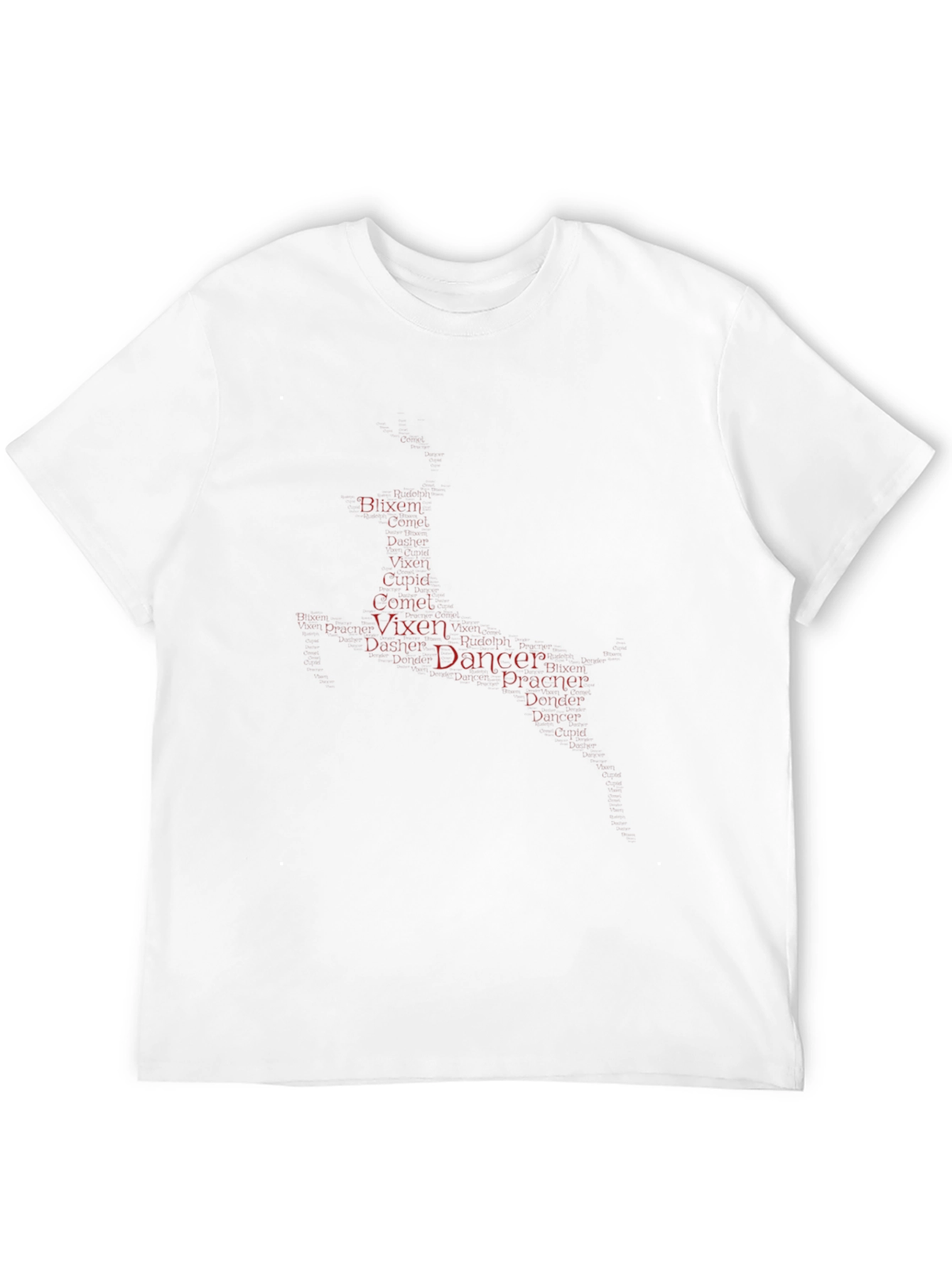 Camiseta Negra con Nombres de Reno Navideño