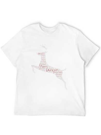 Camiseta Negra con Nombres de Reno Navideño