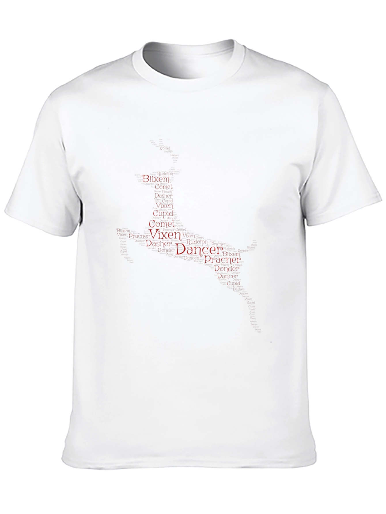 Camiseta Negra con Nombres de Reno Navideño