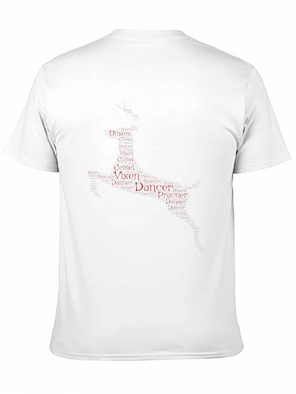 Camiseta Negra con Nombres de Reno Navideño