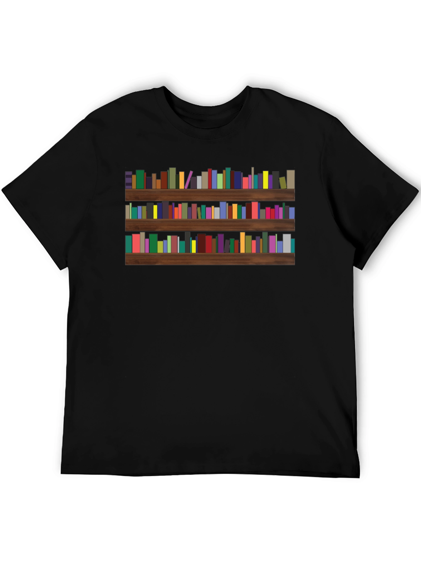 Camiseta Negra con Estampado de Librería