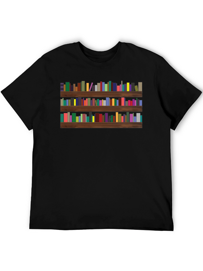 Camiseta Negra con Estampado de Librería